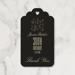 Minimalist Black 30th Birthday  Gift Tags