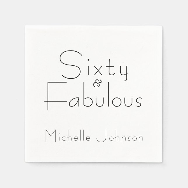 Minimalist Black 60 & Fabulous 60th Birthday Party Napkin (Front)