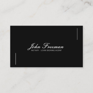 Minimalist Black a White Signing Agent Notary  Business Card