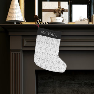 Minimalist Black Abstract Christmas Tree  Small Christmas Stocking