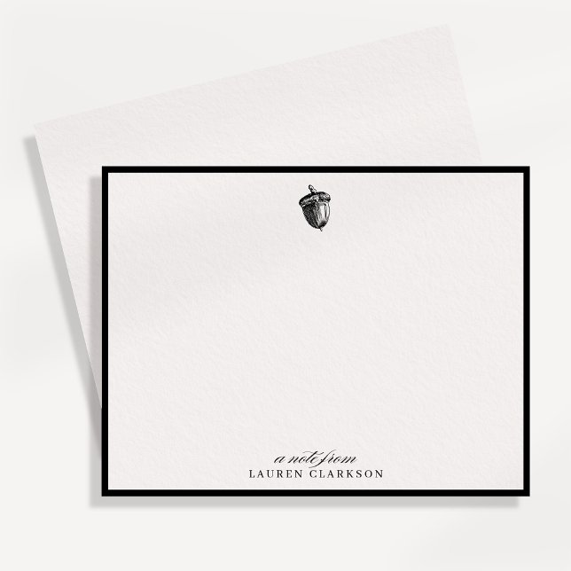 Minimalist Black Acorn Autumn Note Card (Creator Uploaded)