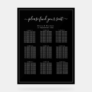 Minimalist Black Acrylic Wedding Seating Chart