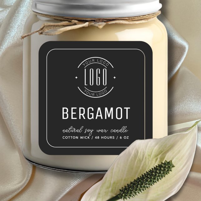 Minimalist black add your logo border candle label (Creator Uploaded)
