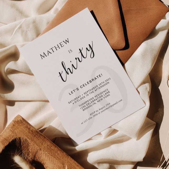 Minimalist Black Age Overlay Script Adult Birthday Invitation (Creator Uploaded)