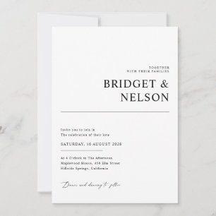 Minimalist Black All In One QR Code Wedding Invitation