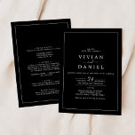 Minimalist | Black All In One Wedding Invitation<br><div class="desc">This minimalist black all in one wedding invitation is perfect for a simple wedding. The modern romantic design features dark black and white typography paired with a rustic yet elegant calligraphy with vintage hand lettered style. Customisable in any colour. Keep the design simple and elegant, as is, or personalise it...</div>