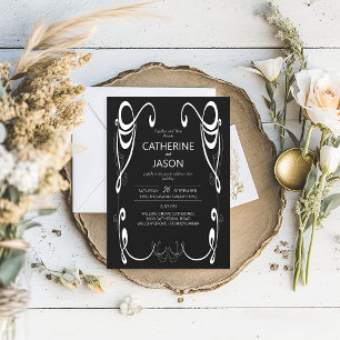 Minimalist   Black All In One Wedding Invitation