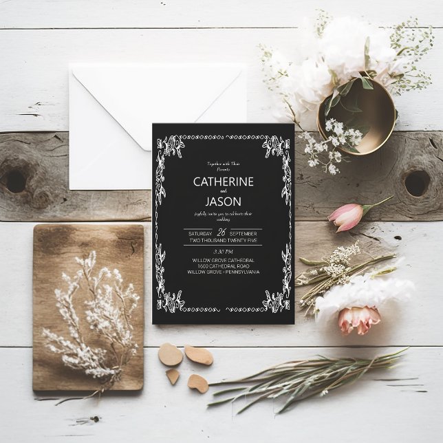Minimalist | Black All In One Wedding Invitation (Creator Uploaded)