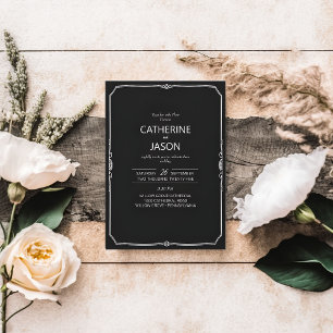 Minimalist   Black All In One Wedding Invitation