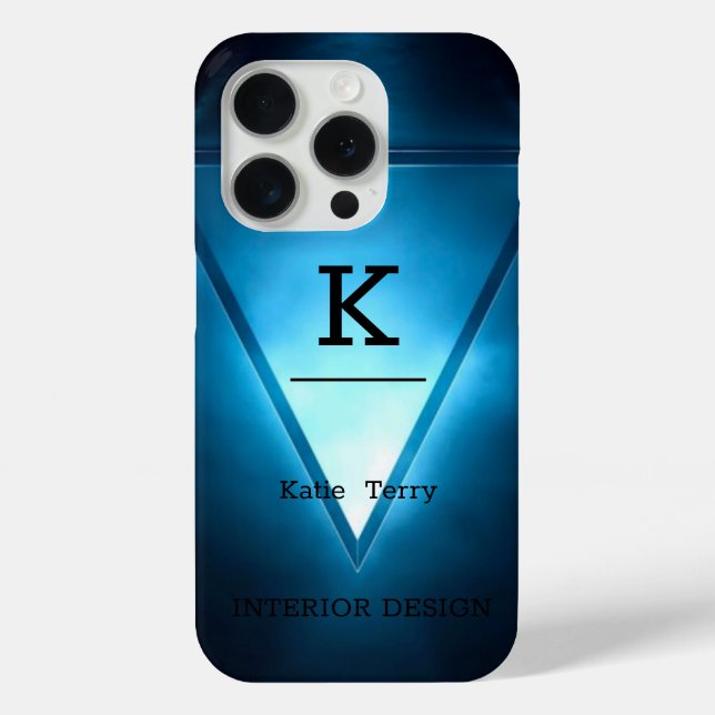Minimalist Black and Blue Modern Monogram Case (Back)