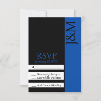 Minimalist Black and Cobalt Blue RSVP card
