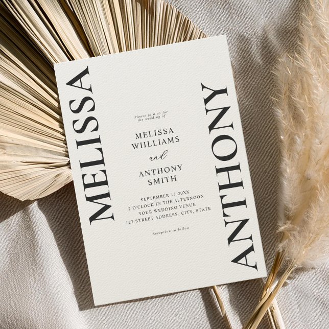 Minimalist Black and Ecru Modern Wedding Invitation (Creator Uploaded)