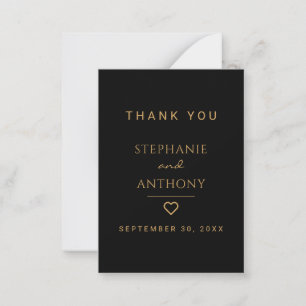 Minimalist Black And Gold Heart Modern Wedding Card