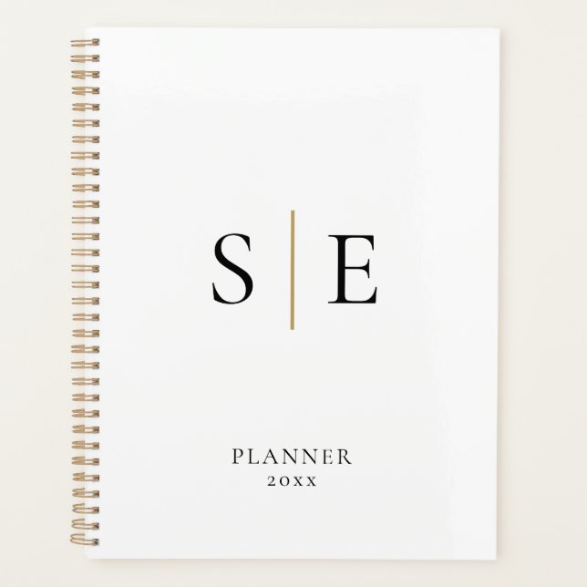 Minimalist Black And Gold Monogram 2023 Planner (Front)