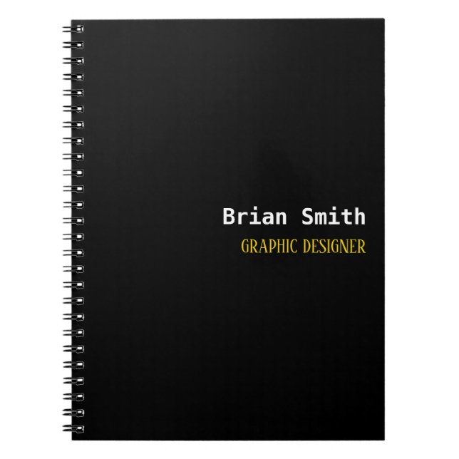 Minimalist black and gold text notebook (Front)