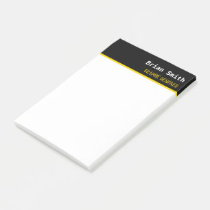 Minimalist black and gold text post-it notes