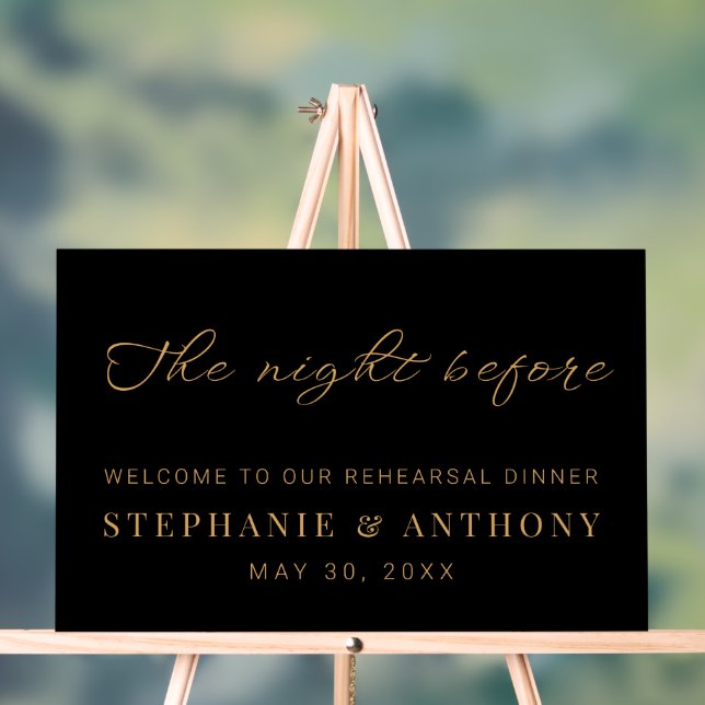 Minimalist Black and Gold The Night Before Wedding Acrylic Sign (Neutral)