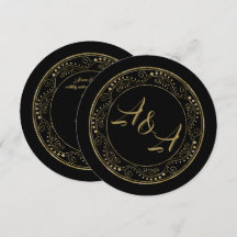 Minimalist Black and Gold Wedding Invitation