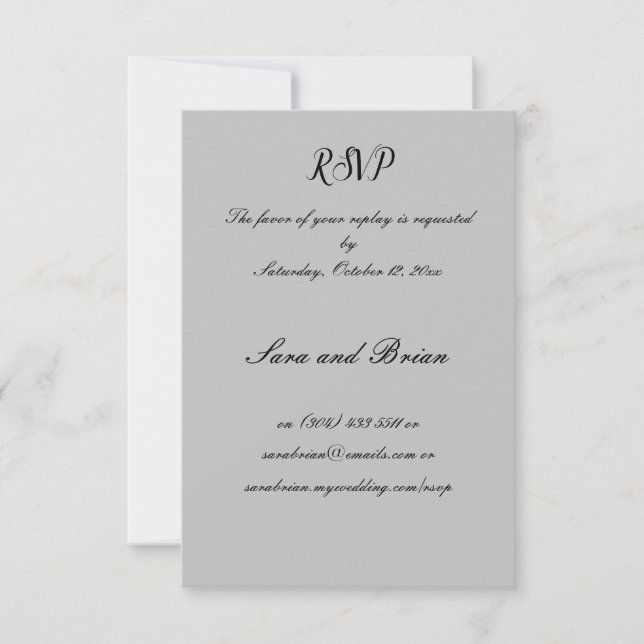 Minimalist Black and Gray Wedding Response Card (Front)