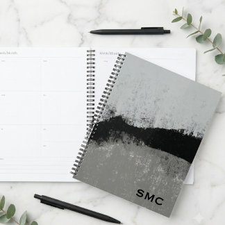 Minimalist Black and Grey Brushed Abstract Planner