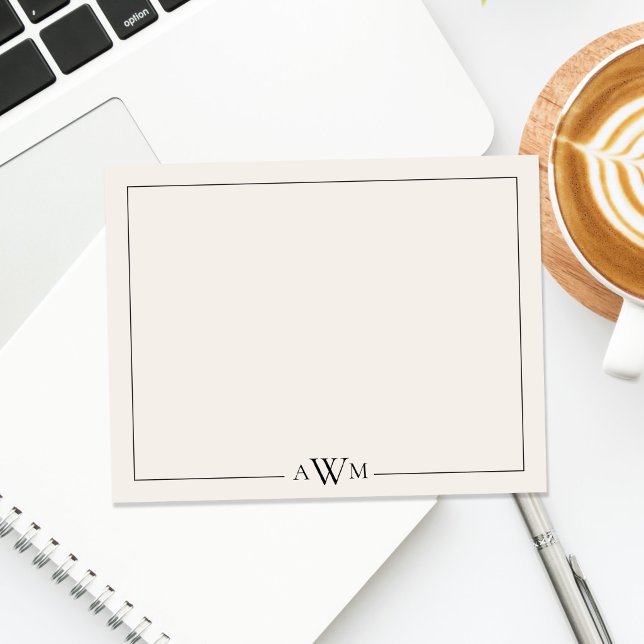 Minimalist Black and Ivory Three Letter Monogram Card (Creator Uploaded)