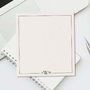Minimalist Black and Ivory Three Letter Monogram Notepad