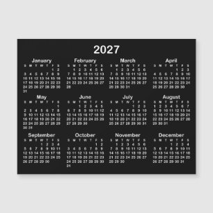 Minimalist Black and White 2027 Magnetic Calendar