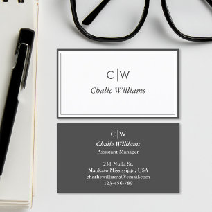 Minimalist Black and white 2 Borders,  Business Card