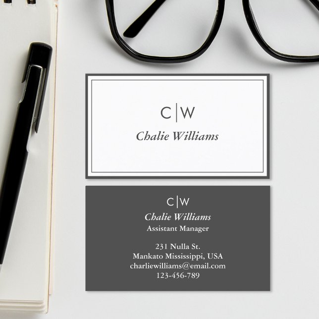 Minimalist Black and white 2 Borders,  Business Card (Creator Uploaded)