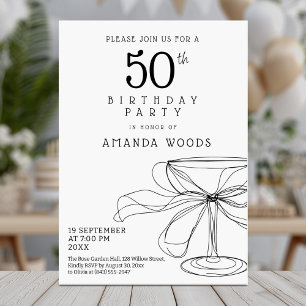 Minimalist black and white 50th birthday card