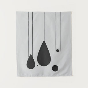 Minimalist Black and White Abstract Wall Art Tapestry