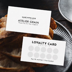Minimalist Black and White Bakery Loyalty Reward Business Card