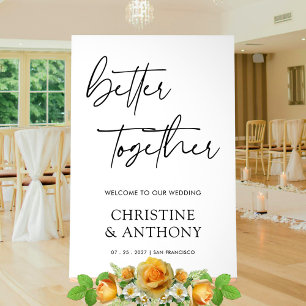 Minimalist Black and White Better Together Wedding Acrylic Sign