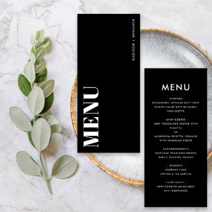 Minimalist Black and White Bold  Modern Wedding Menu