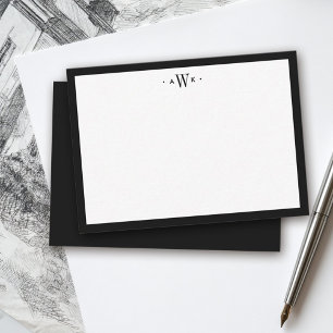 Minimalist Black and White Border Modern Monogram Card
