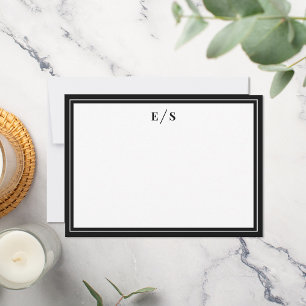 Minimalist Black and White Border Monogram Card
