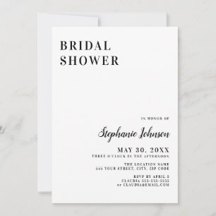 Minimalist Black and White Bridal Shower Invitation