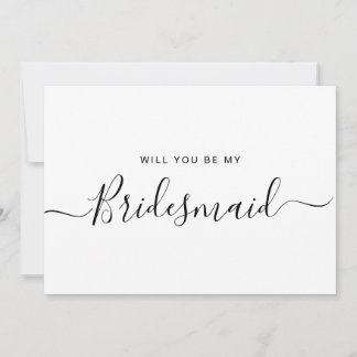 Minimalist Black and White Bridesmaid Proposal Invitation