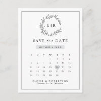 Minimalist Black and White Calendar Save the Date