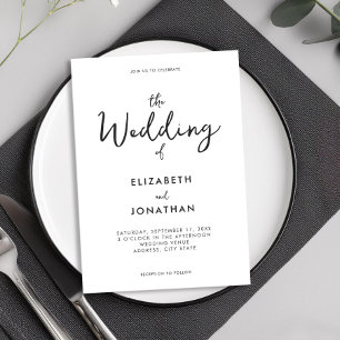 Minimalist Black and White Calligraphy Wedding Invitation