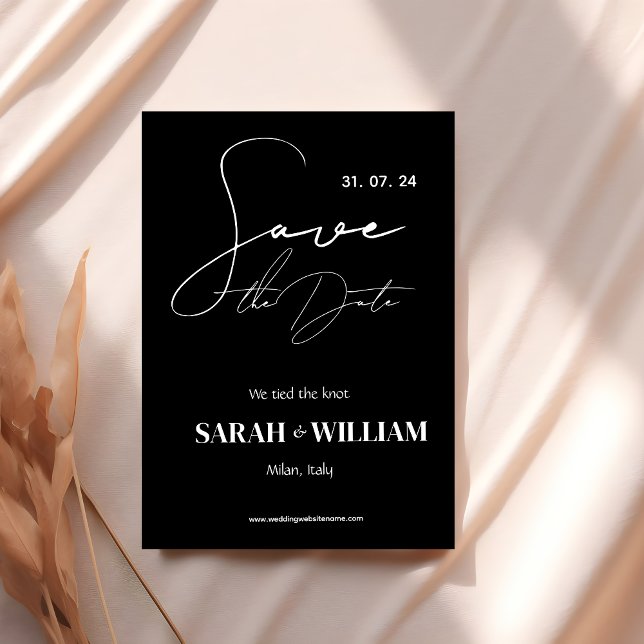 Minimalist Black and White Calligraphy Wedding  Save The Date (Creator Uploaded)