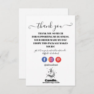 Minimalist Black And White Candle Thank You Card