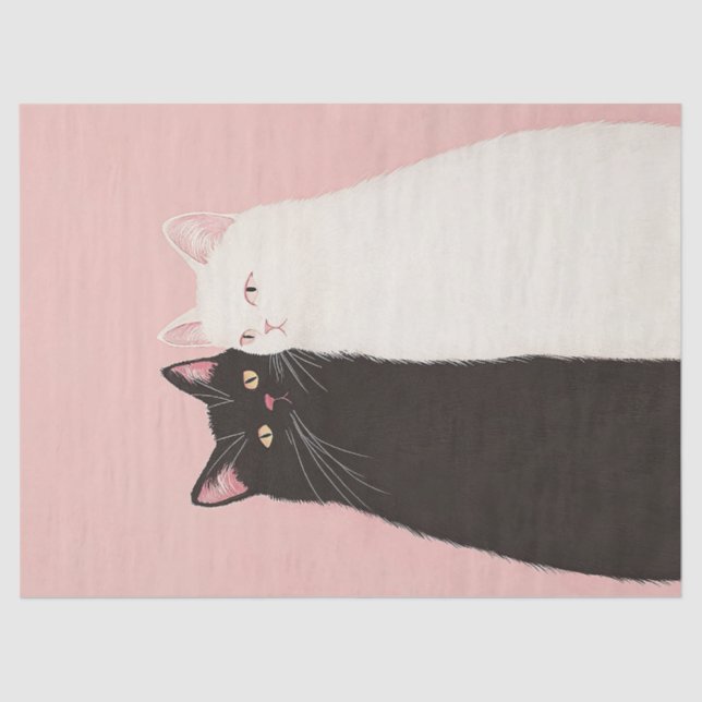 Minimalist Black and White Cat Decoupage Tissue Paper (Front)