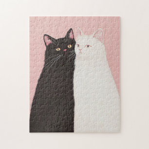 Minimalist Black and White Cat Jigsaw Puzzle