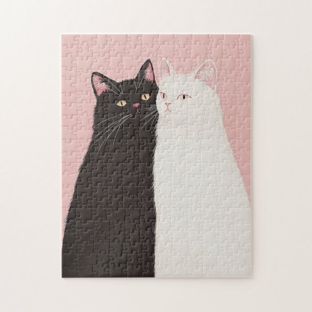 Minimalist Black and White Cat Jigsaw Puzzle (Vertical)