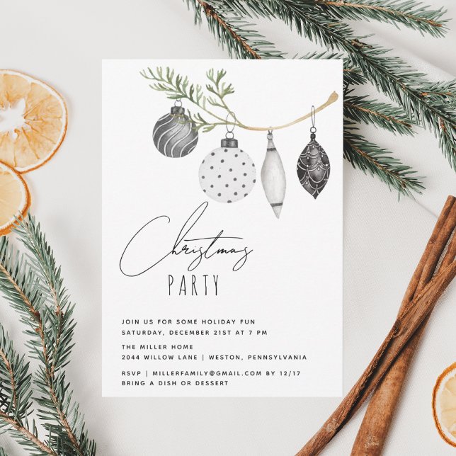 Minimalist Black and White Christmas Party Invitation (Creator Uploaded)