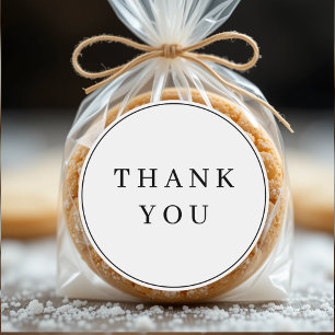 Minimalist Black and White Circle Thank You Classic Round Sticker