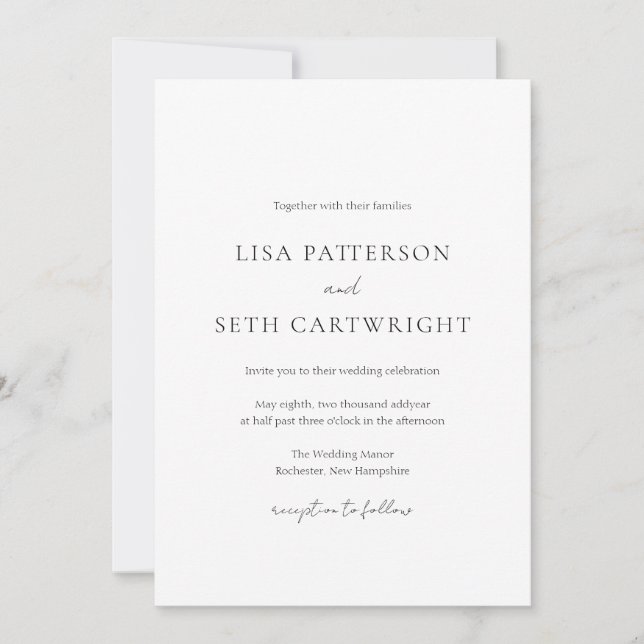 Minimalist Black and White Classic Wedding Invitation (Front)