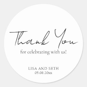 Minimalist Black and White Classic Wedding Round Sticker