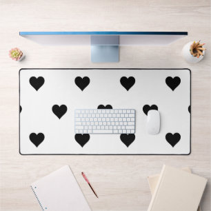 Minimalist Black and White Couple's Cute Valentine Desk Mat